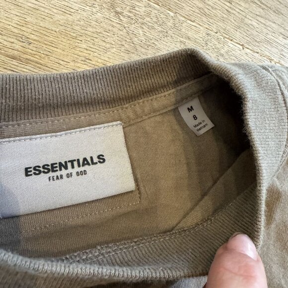 Olive Green Essentials Shorts Tee Short Set Outfit - Picture 4 of 9